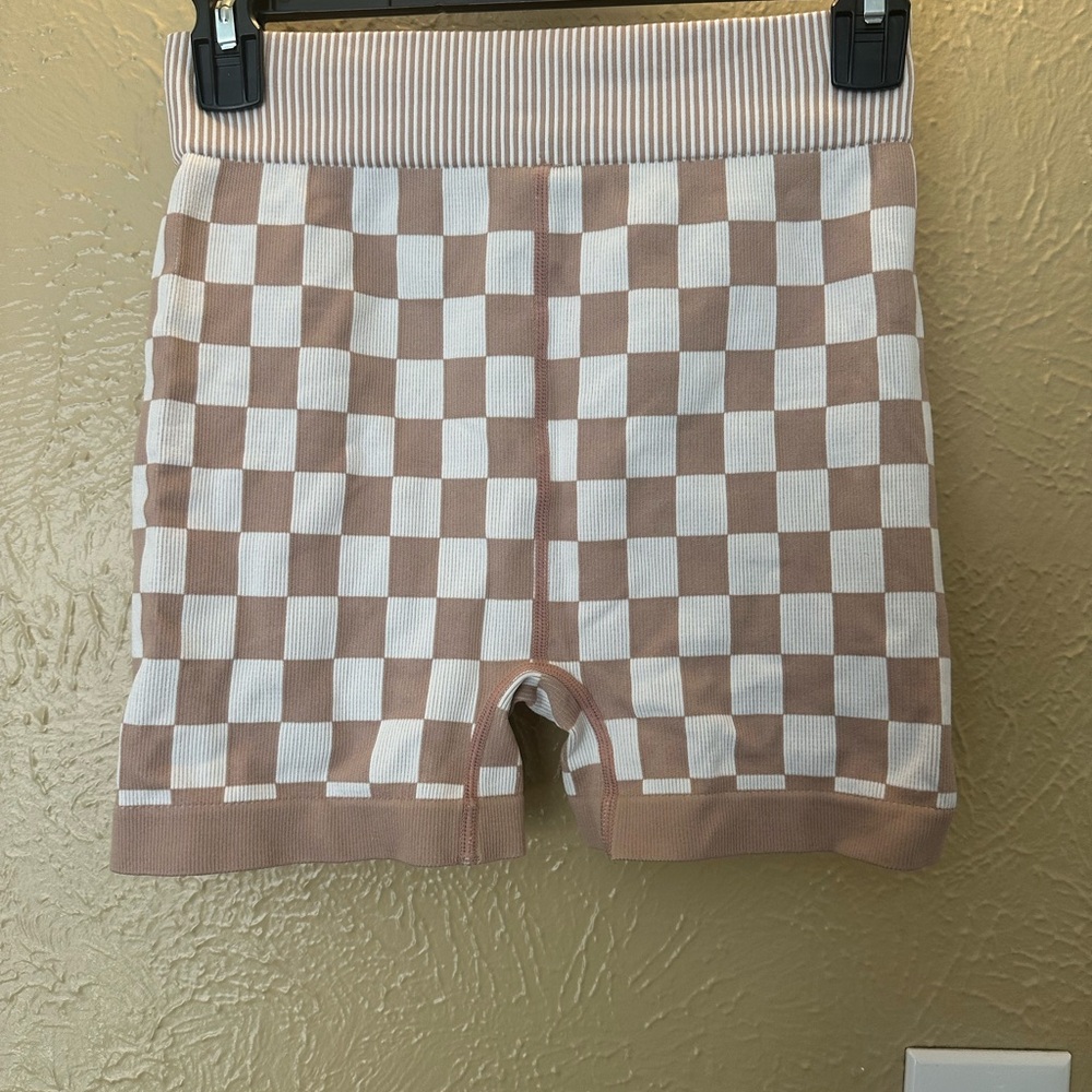 Checkered Shorts in Brown and White